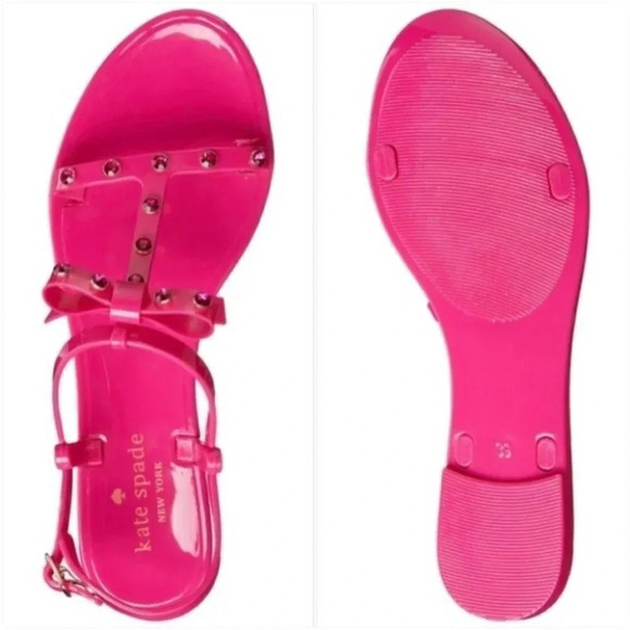 Kate Spade Savannah Hot Pink Rhinestone Jelly Sandals - Picture 3 of 12